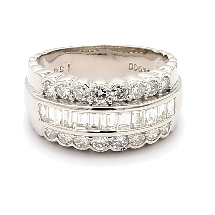 Platinum Mixed-Shape Half-Way Diamond Band, 1.50 ct tw