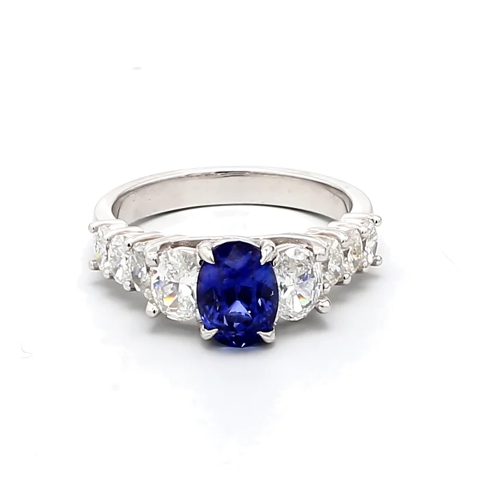 Platinum Oval Sapphire and Oval Diamond Ring, 1.40 ct tw