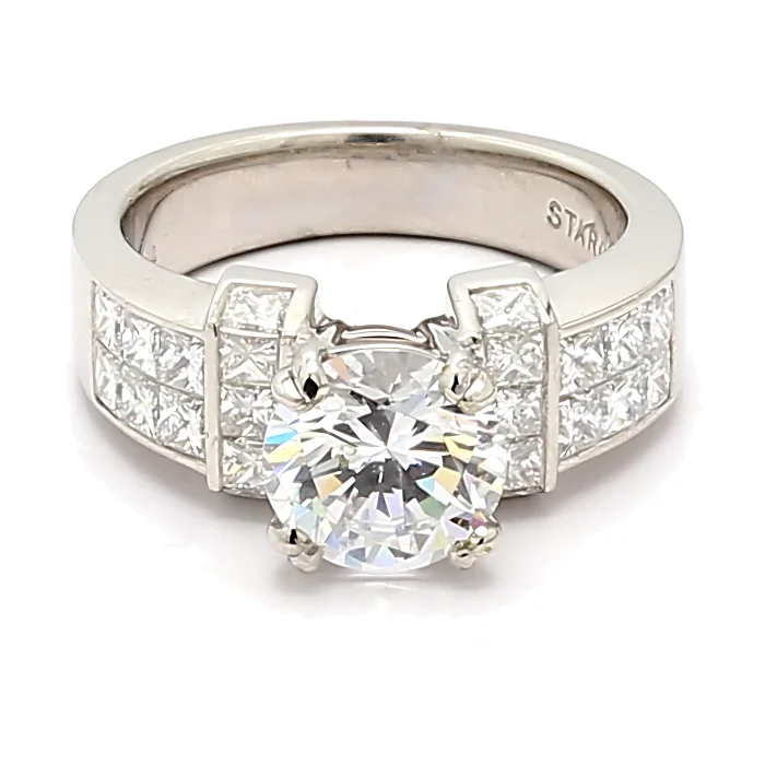 Platinum Princess-Cut Diamond Semi-Mount, 1.35 ct tw