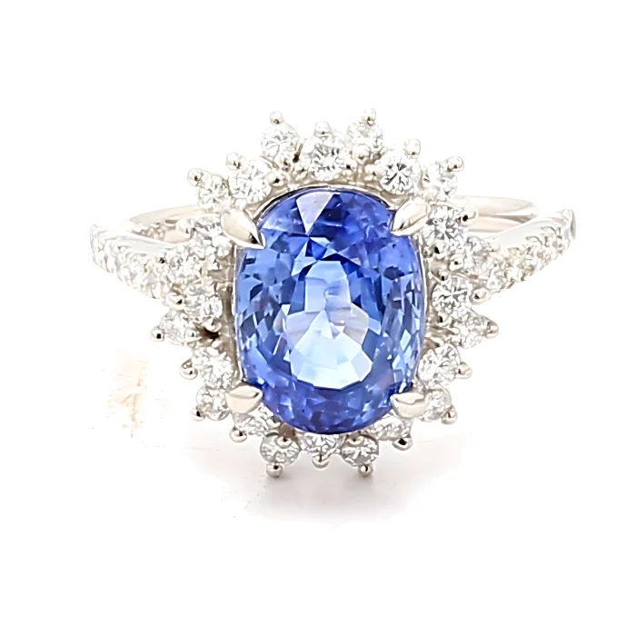 Platinum Sapphire and Diamond Ring
