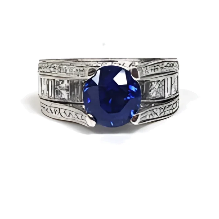 Platinum Sapphire and Diamond Ring