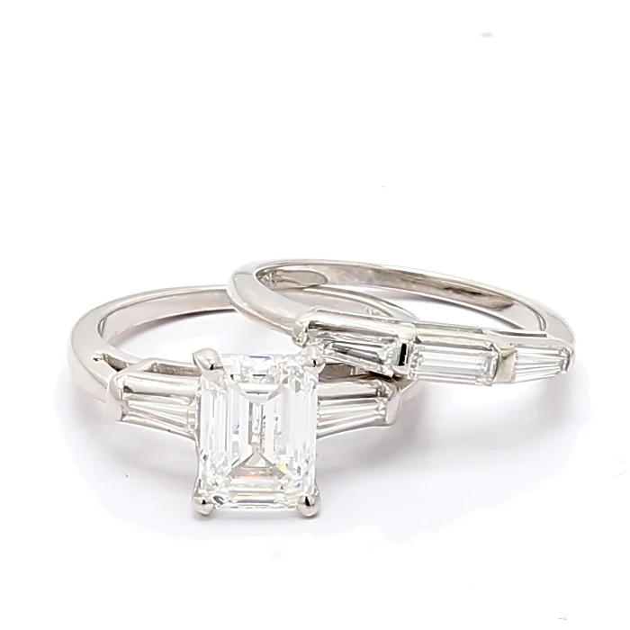 Platinum Tapered Baguette Diamond Wedding Set, 0.48 ct tw