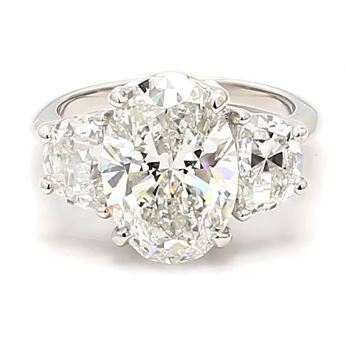 Platinum Three-Stone Half-Moon Diamond Semi-Mount, 1.53 ct tw