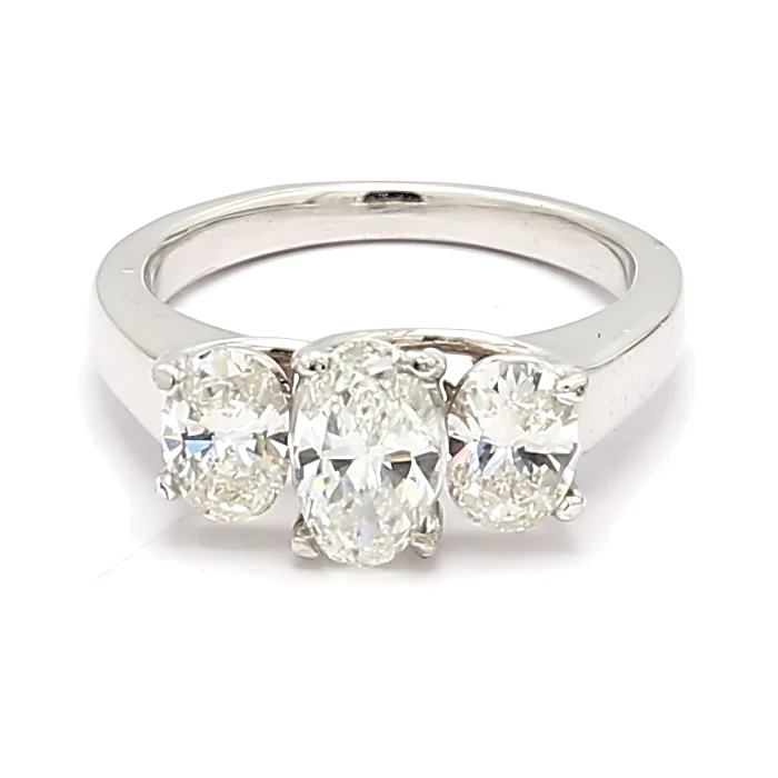 Platinum Three-Stone Oval Diamond Ring, 2.00 ct tw