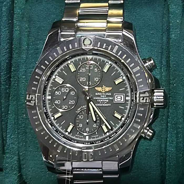 Pre-owned Breitling Colt 44mm Black Dial Steel Bracelet
