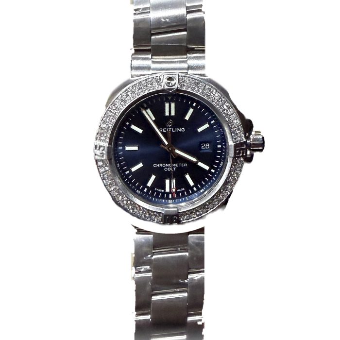 Pre-owned Breitling Colt Blue Dial with Diamonds