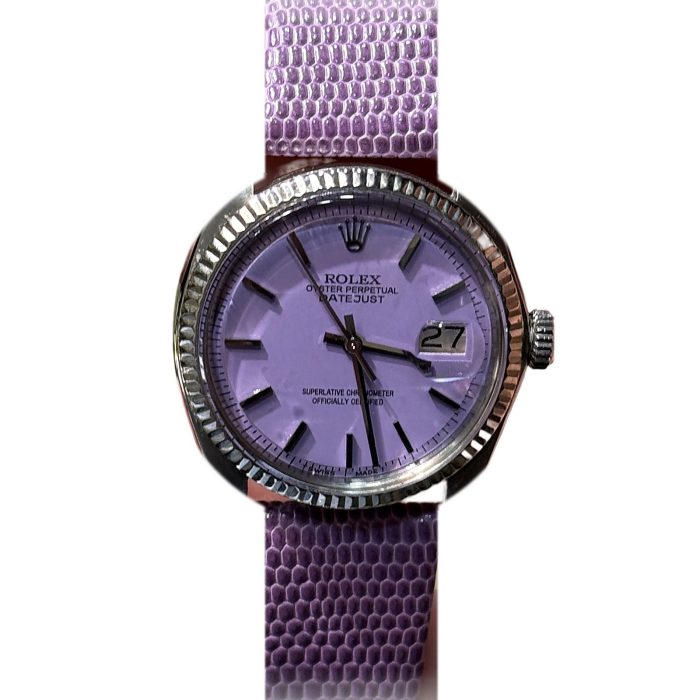 Pre-owned Rolex Datejust 36mm Purple Dial on Purple Leather, Ref. 1601