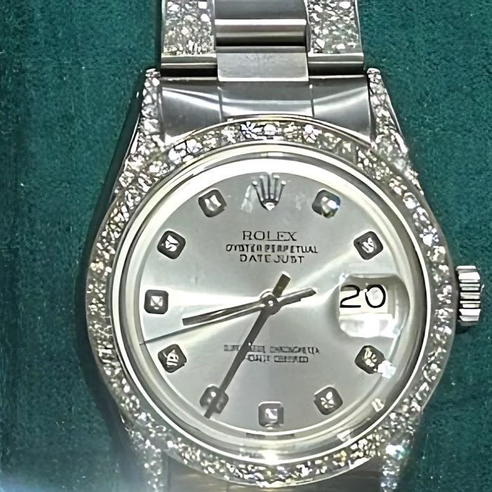 Pre-owned Rolex Datejust 36mm Silver Dial with Diamonds, Ref. 1601, 4.00 ct tw