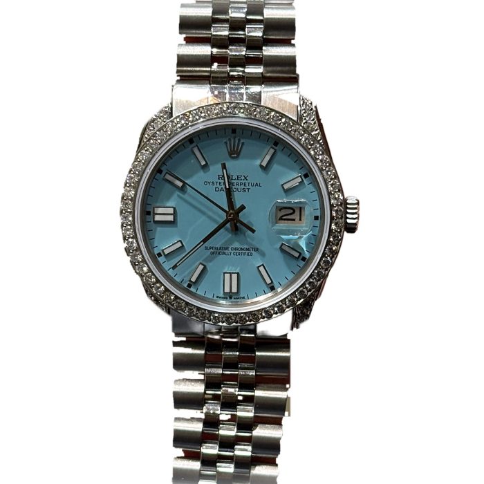 Pre-owned Rolex Datejust 36mm Steel Turquoise Blue Dial with Diamonds, Ref. 16030