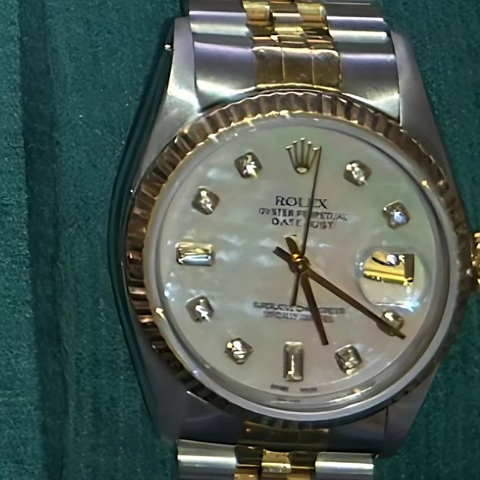 Pre-owned Rolex Datejust 36mm Two-Tone Mother-of-Pearl Diamond Dial