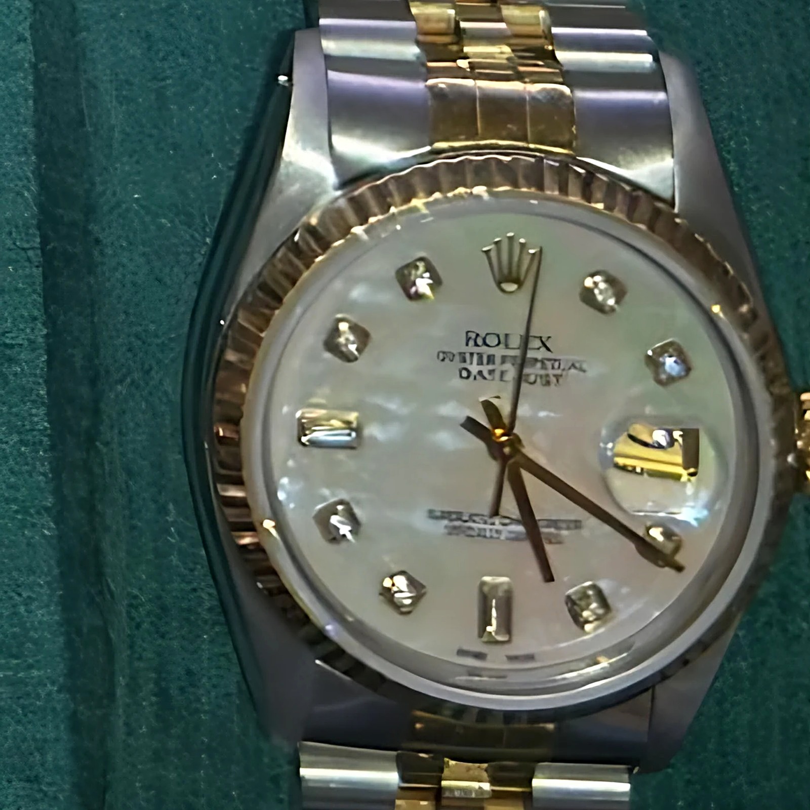 Pre-owned Rolex Datejust 36mm Two-Tone Mother-of-Pearl Diamond Dial