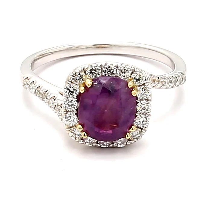 Red Sapphire and Diamond Ring