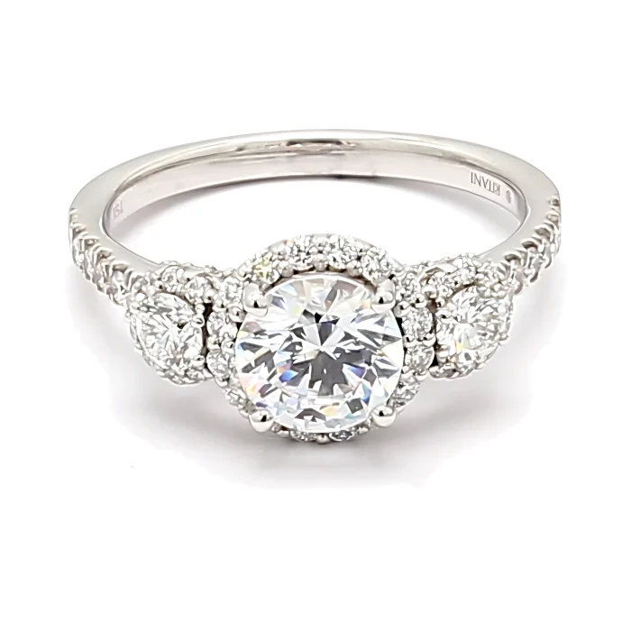 Ritani 18K White Gold Halo Diamond Semi-Mount, 0.69 ct tw