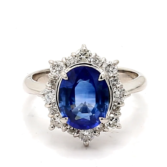 Sapphire and Diamond Halo Ring