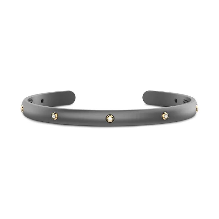 Zancan Eternity Titanium 18k Yellow Gold and Titanium Diamond Cuff Bracelet