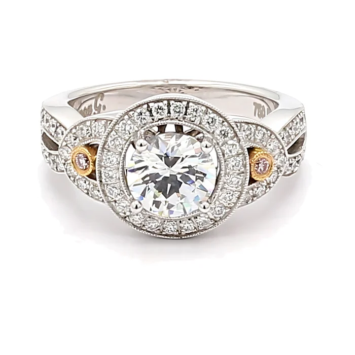 Simon G. 18K White Gold Halo Diamond Semi-Mount, 0.43 ct tw