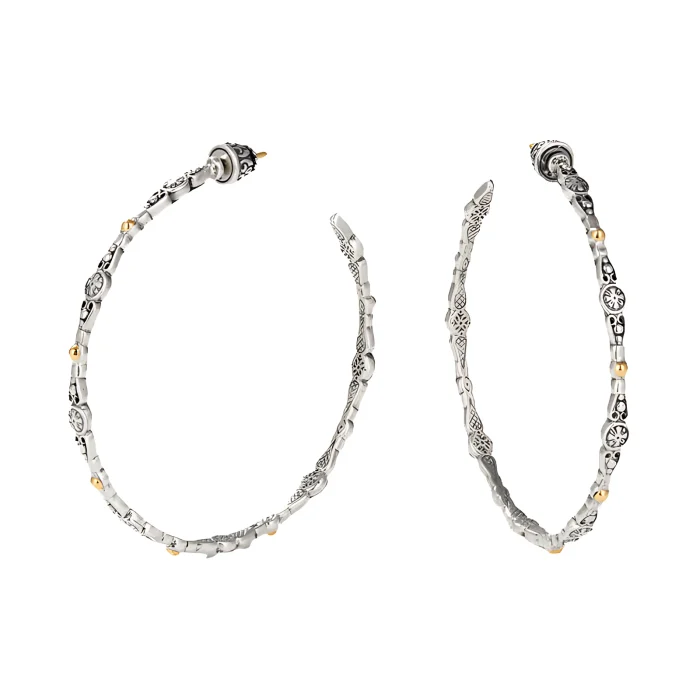 Konstantino Sterling Silver and 18k Yellow Gold Large Dotted Hoop Earrings