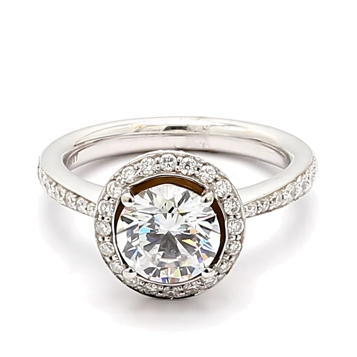 Stardust 18K White Gold Halo Diamond Semi-Mount, 1.01 ct tw