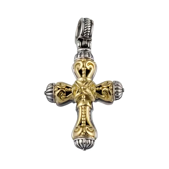 Konstantino Sterling Silver and 18k Yellow Gold Cross Pendant