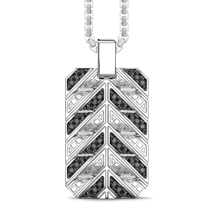 Zancan Cosmopolitan Luxury Sterling Silver Black Spinel Tag Necklace