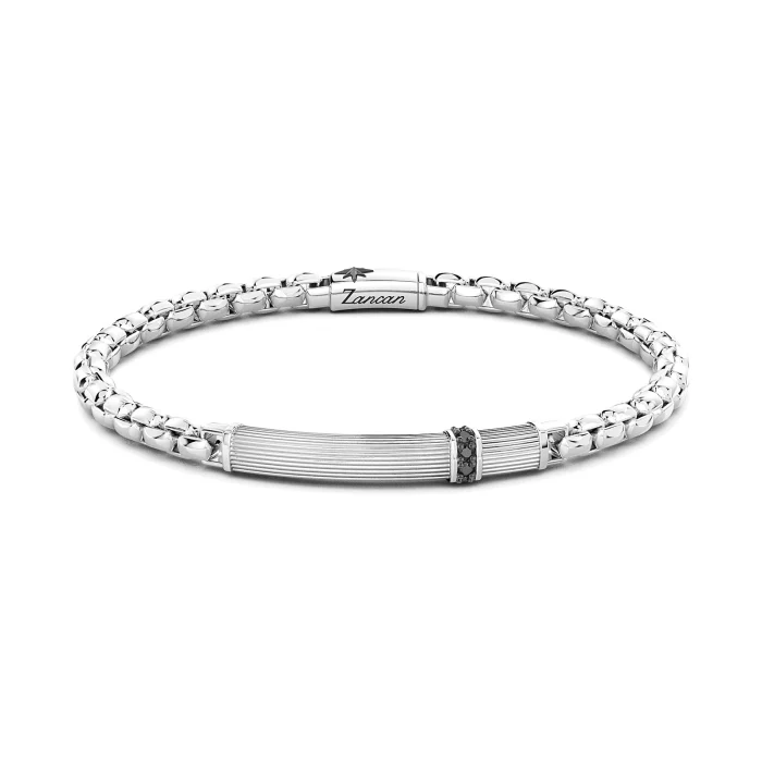 Zancan Cosmopolitan Sterling Silver Black Spinel Tag Bracelet