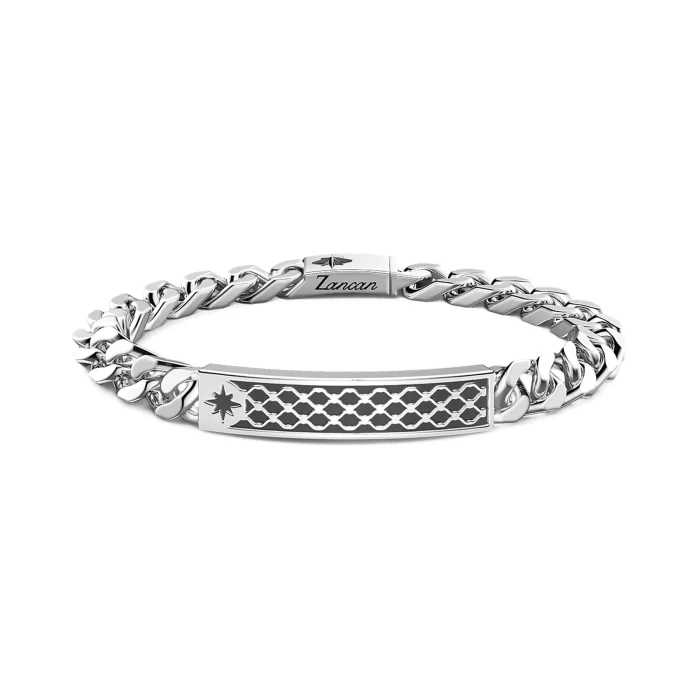 Zancan Sterling Silver Curb Chain Tag Bracelet