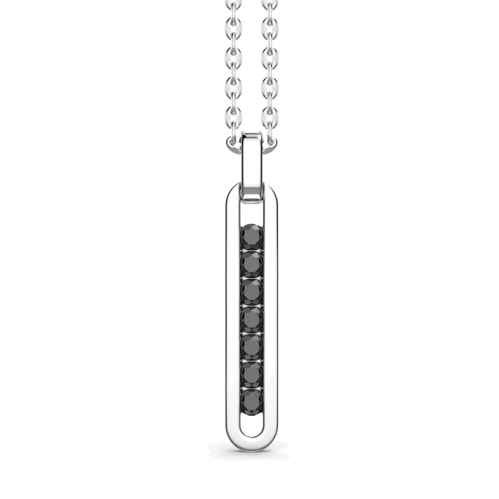 Zancan Cosmopolitan Luxury Sterling Silver Black Spinel Tag Necklace