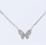 White gold 14k butterfly stationary pendant