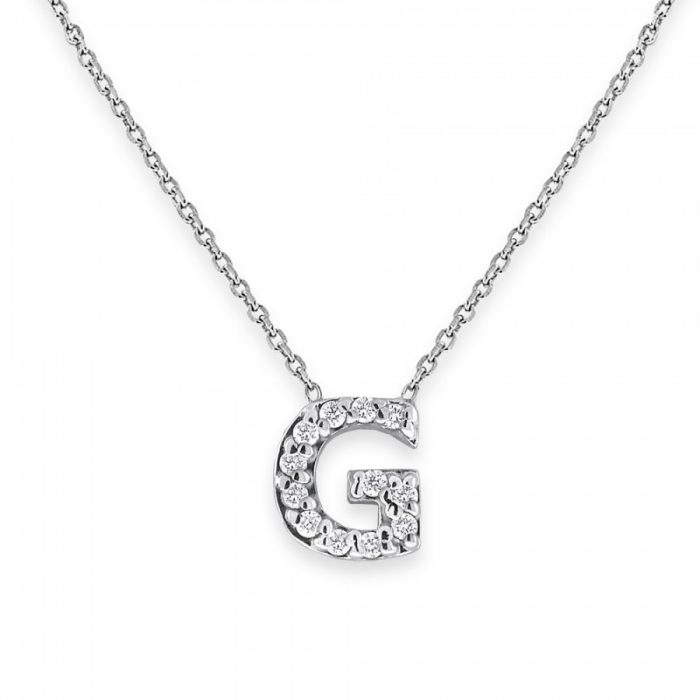 KC Designs Diamond Bitty Block Initial "G" Necklace