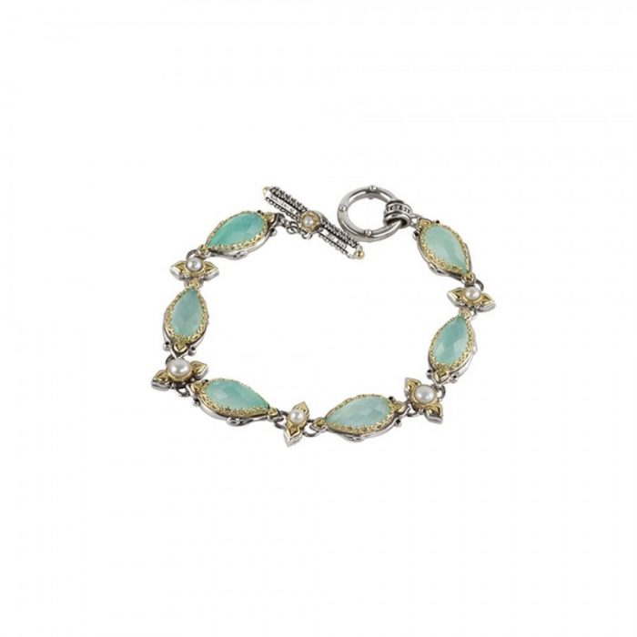 Konstantino Sterling Silver & 18k Gold Thin Stone Link Bracelet