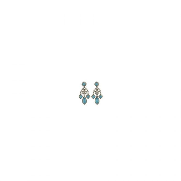 Konstantino Sterling Silver And Turquoise Ornate Earring