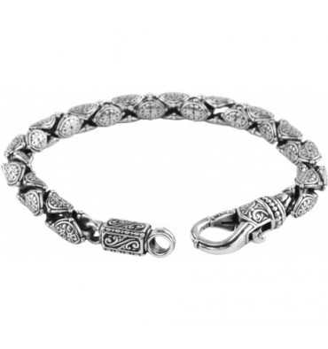 Konstantino Sterling Silver Etched Oval Link Bracelet
