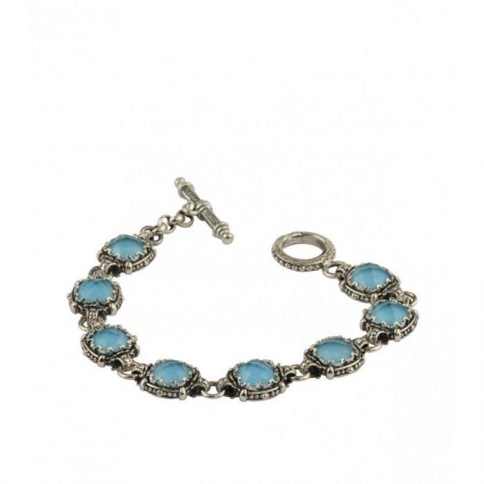 Konstantino Sterling Silver & Turquoise 8 Stone Link Bracelet