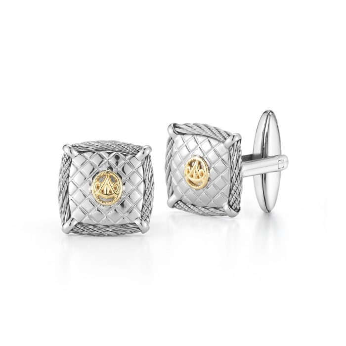 ALOR Stainless Steel and 18k Gold Cable Cufflinks