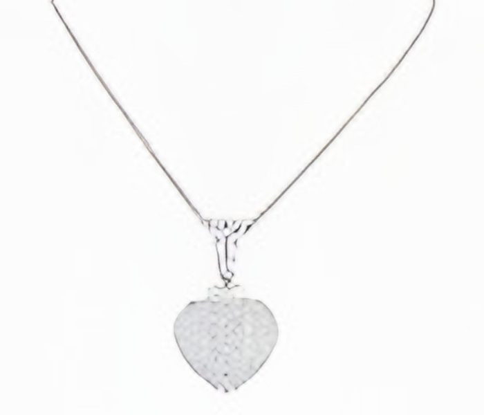 White gold 18k pave domed heart pendant