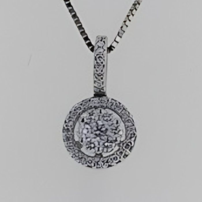 White gold 14k cluster round diamond with halo pendant