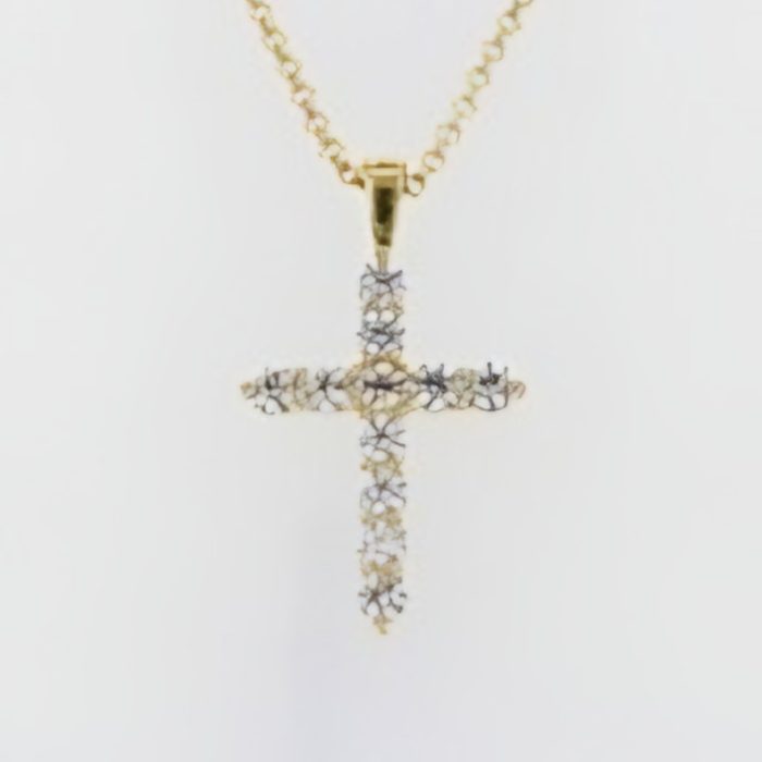 Yellow gold 18k diamond cross pendant