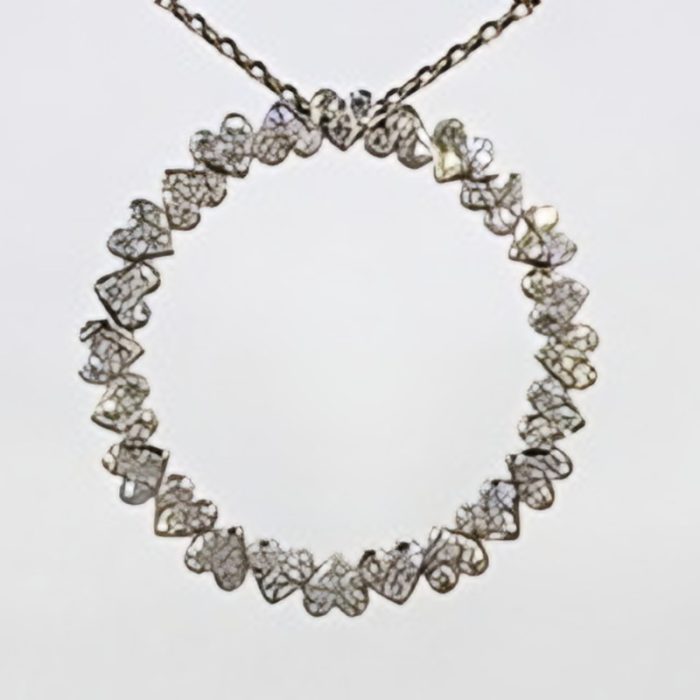 White gold 10k fashion small hearts circle shape pave diamond