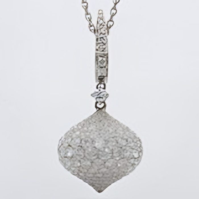 White gold 18k pave diamond drop pendant