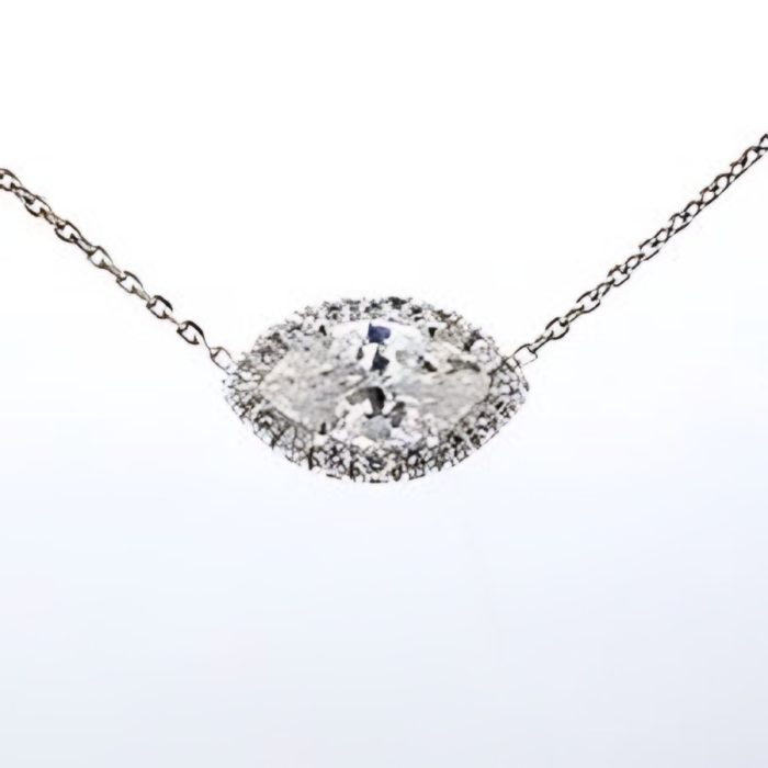 White gold 14k halo pendant