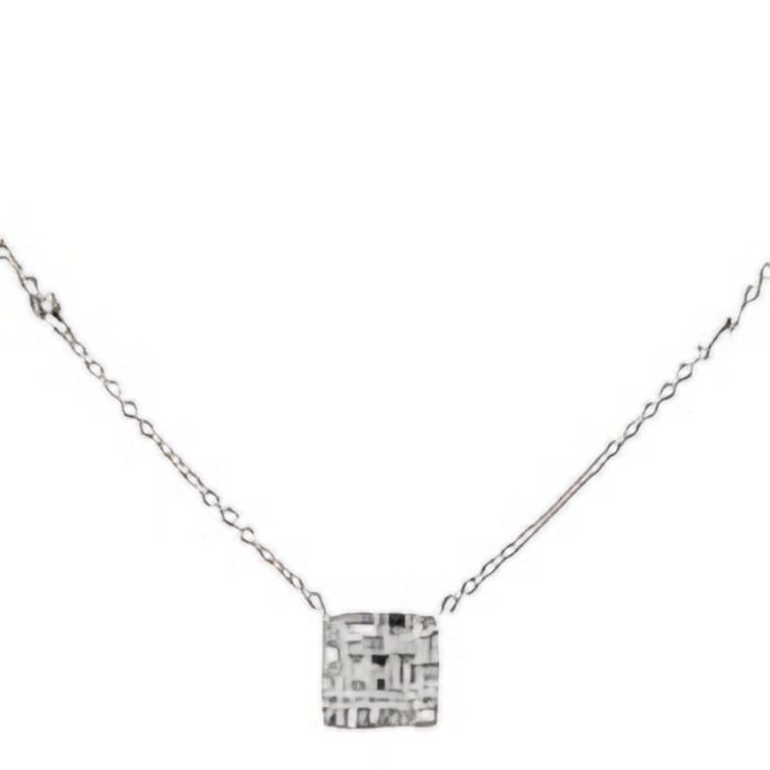 White gold 18k square shape cluster diamonds pendant