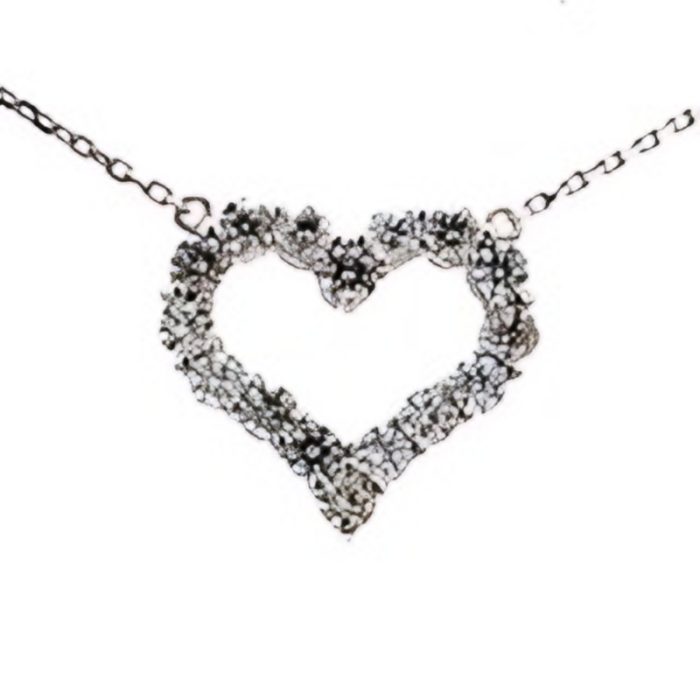 White gold 14k heart shape diamond pendant