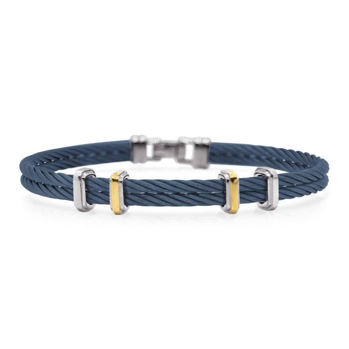 ALOR Men's Blueberry Stainless Steel and Yellow Gold Multi Station Bracelet