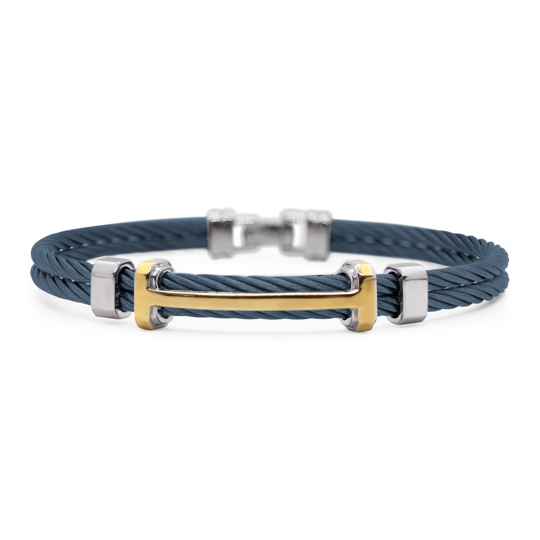 ALOR Men's Blueberry Stainless Steel and Yellow Gold Multi Bar Bracelet