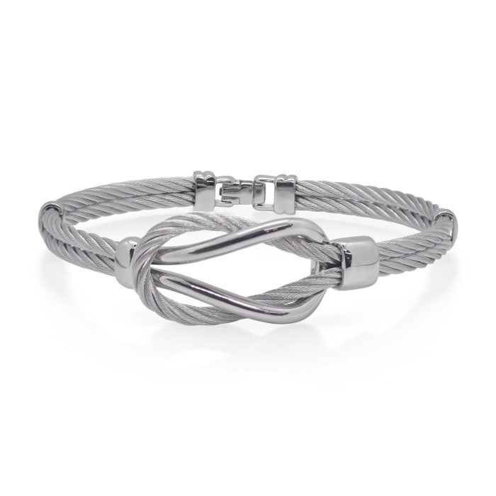 ALOR Men's Grey Stainless Steel Square Knot Bracelet