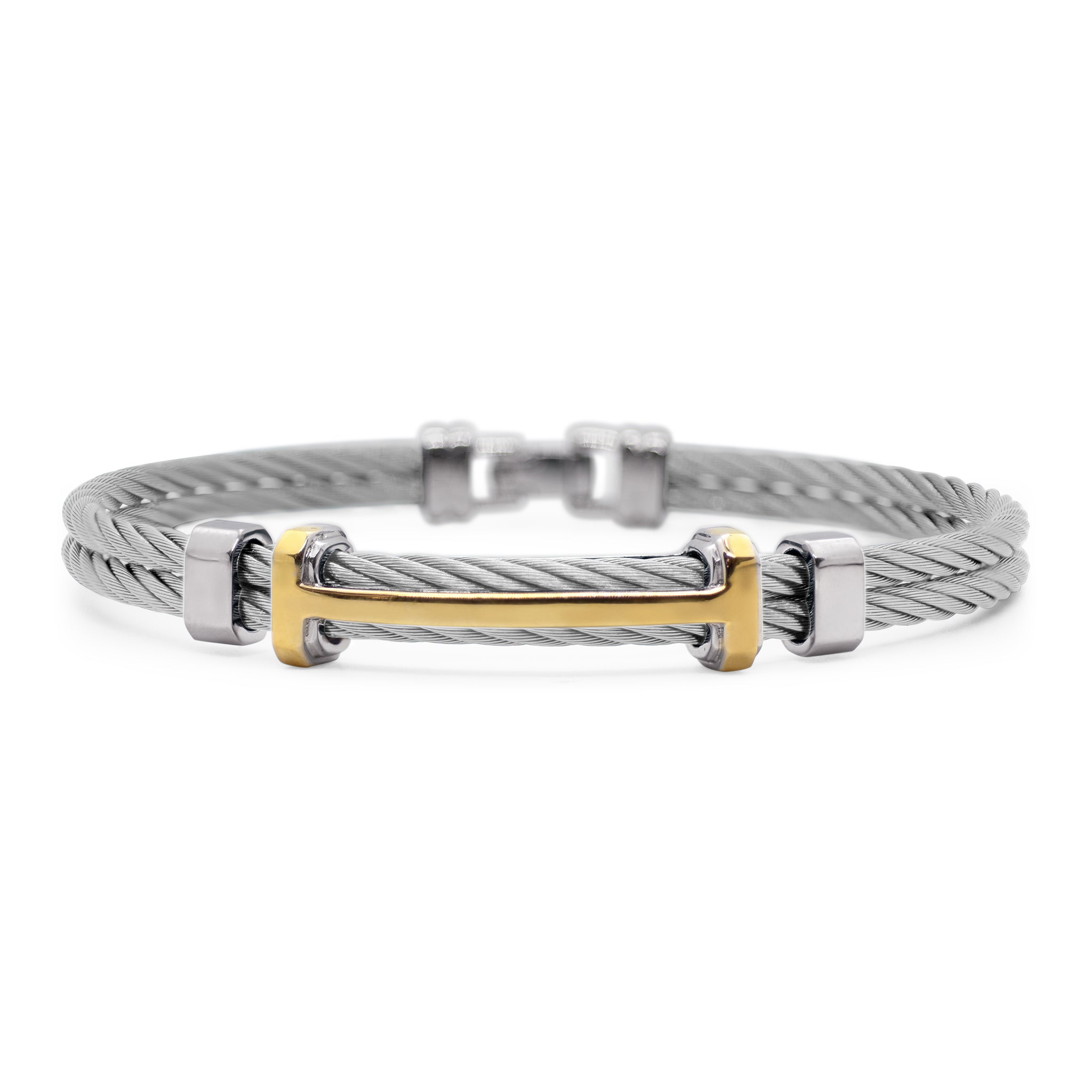 ALOR Men's Grey Stainless Steel and Yellow Gold Multi Bar Bracelet