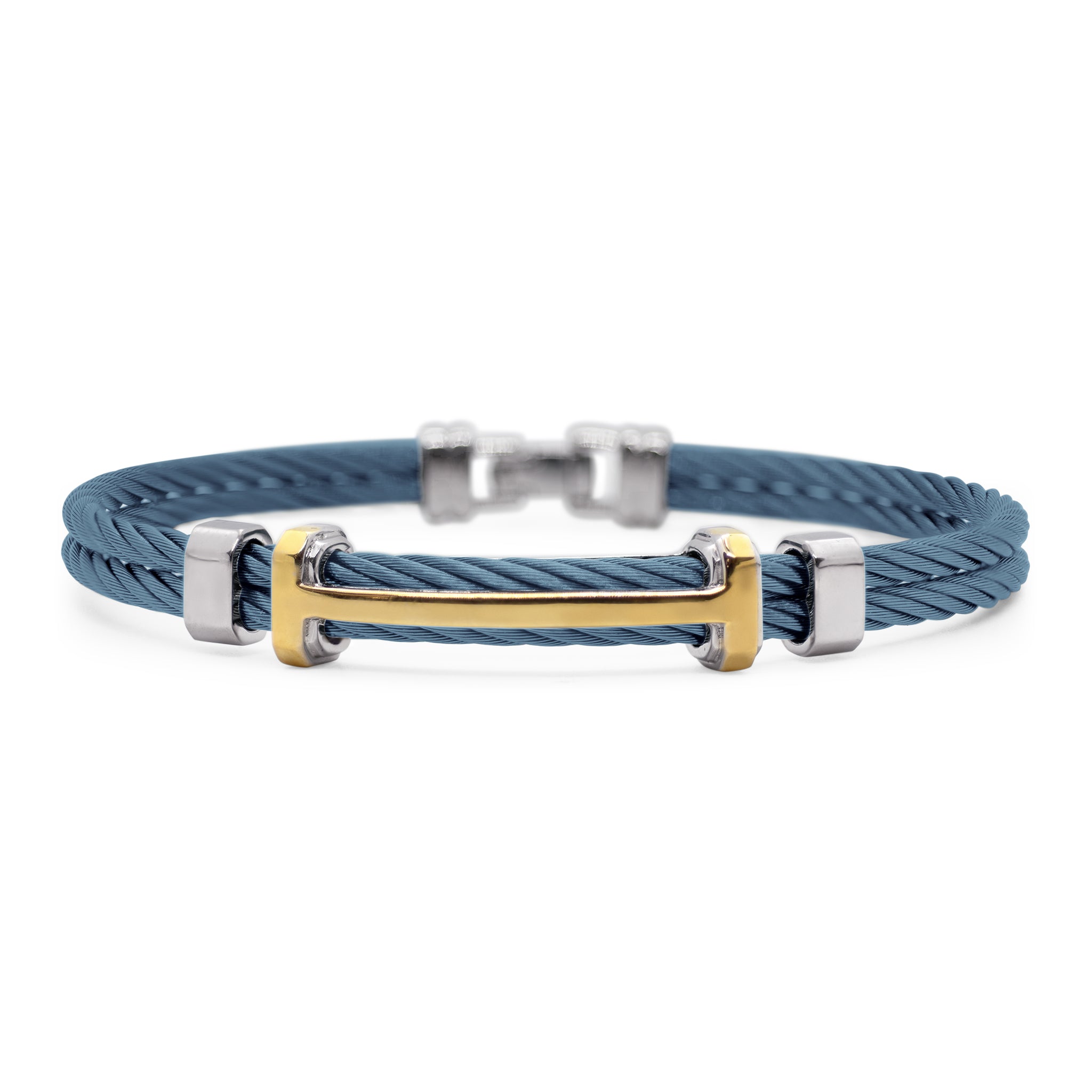 ALOR Men's Caribbean Blue Stainless Steel and Yellow Gold Multi Bar Bracelet