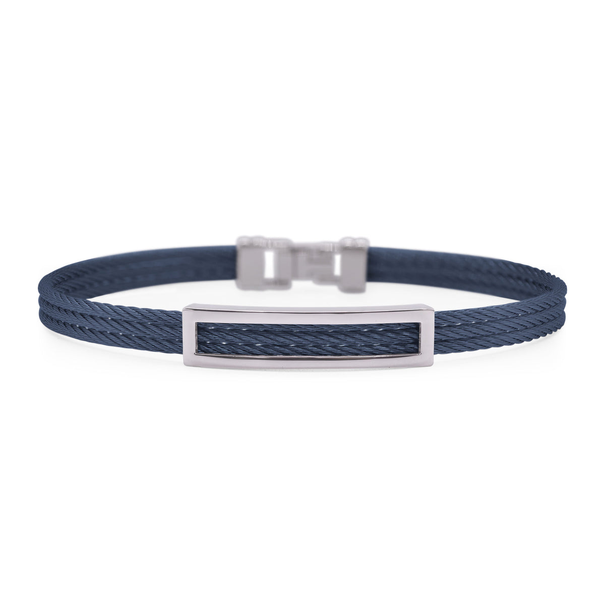 ALOR Men's Open ID Stainless Steel Navy Cable Bracelet