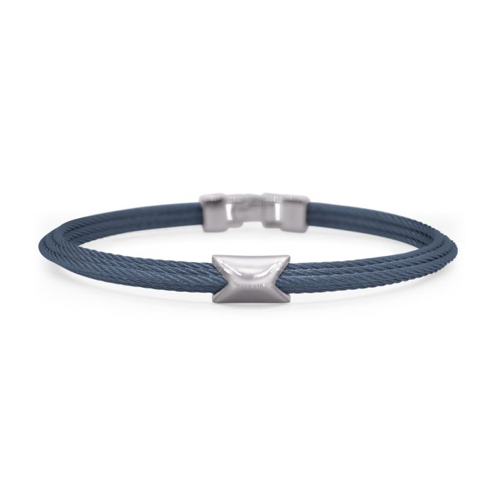 ALOR Men's Edge Stainless Steel Navy Cable Bracelet