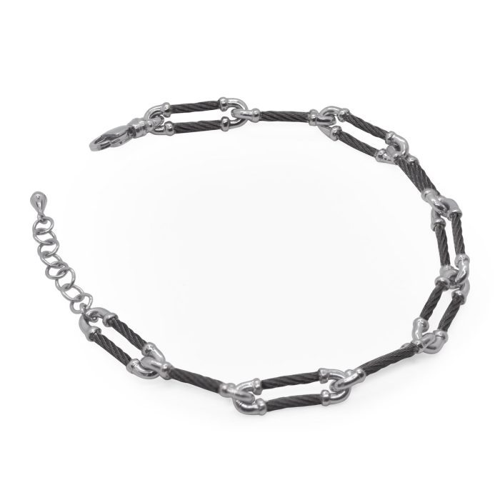 ALOR Stainless Steel Cable Clip Bracelet in Black